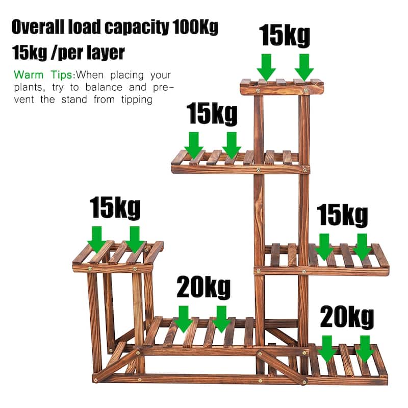 Multi Tier Wood Flower Rack Plant Stand Shelves Bonsai Display Indoor