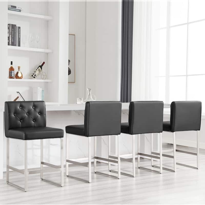 25" Faux Leather Upholstered Counter Height Bar Stools - 36.6"H x 18.9"W x 20.3"D