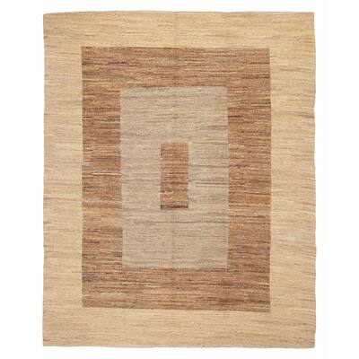 ECARPETGALLERY Flat-Weave Natural Khaki Wool Tapestry Kilim - 6'4 x 8'0