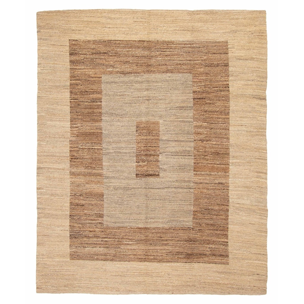 ECARPETGALLERY Flat-Weave Natural Khaki Wool Tapestry Kilim - 6'4 x 8'0