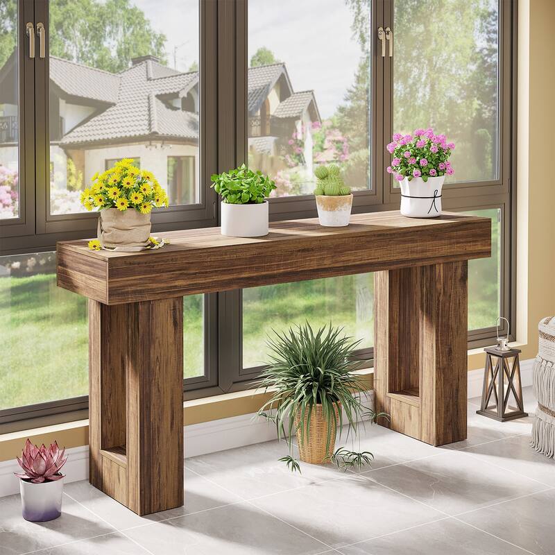 63-inch Wood Narrow Console Sofa Hallway Accent Table for Entryway