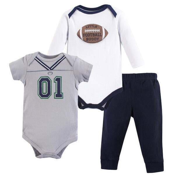 slide 1 of 1, Little Treasure Baby Boy Cotton Bodysuit and Pant Set, Football Season 0-3 Months - Football Season
