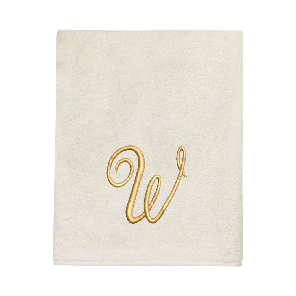 Avanti Ivory with Gold Script Monogram Bath Towel Letter W - Bath Towel