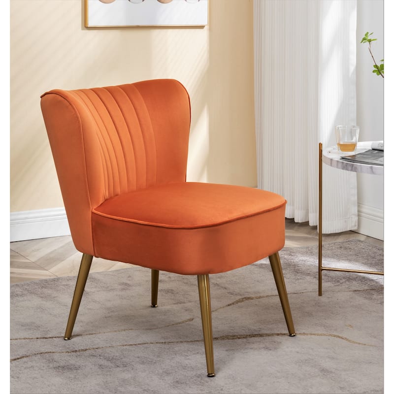 Us Pride Furniture Sauter 23.2" Wide Mid-Century Modern Microfiber Accent Chair - Orange Red