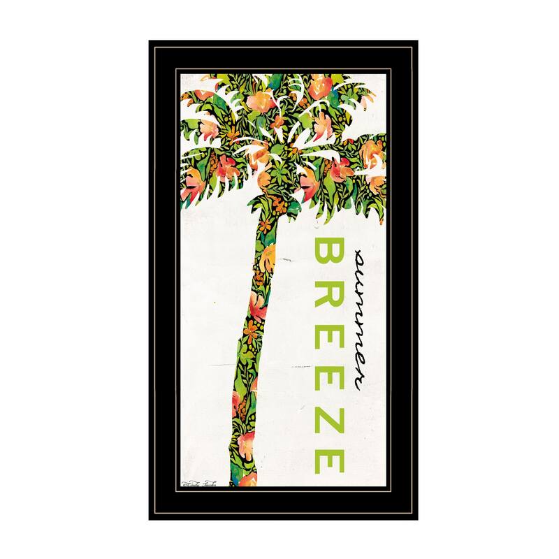 TrendyDecor4U Contemporary "Summer Breeze - Palm Tree" Framed Print Wall Art - Multi