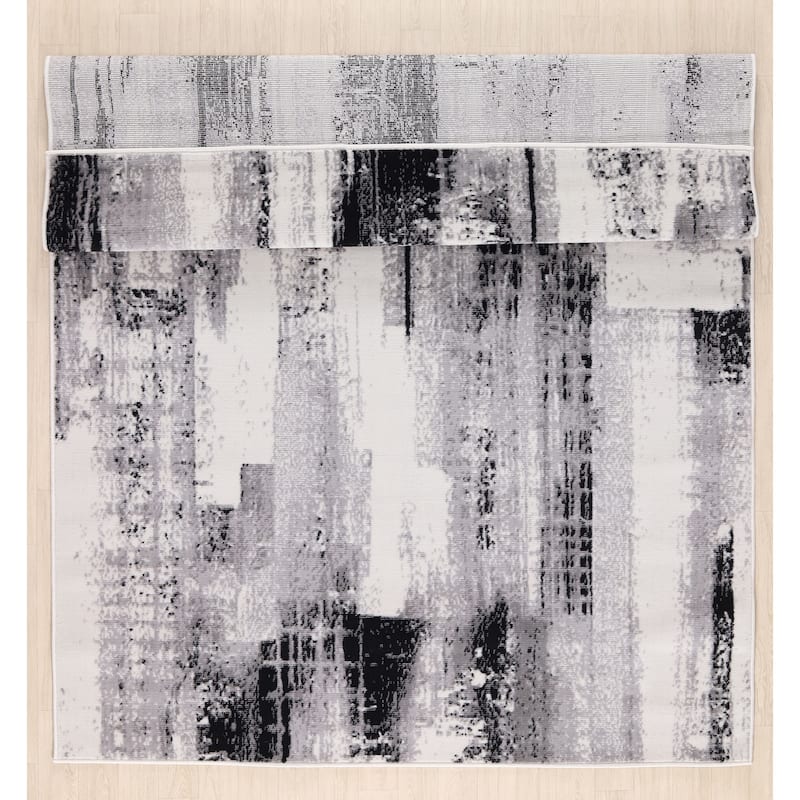 Dream Collection Abstract Moroccan Motif Black and Grey Rug
