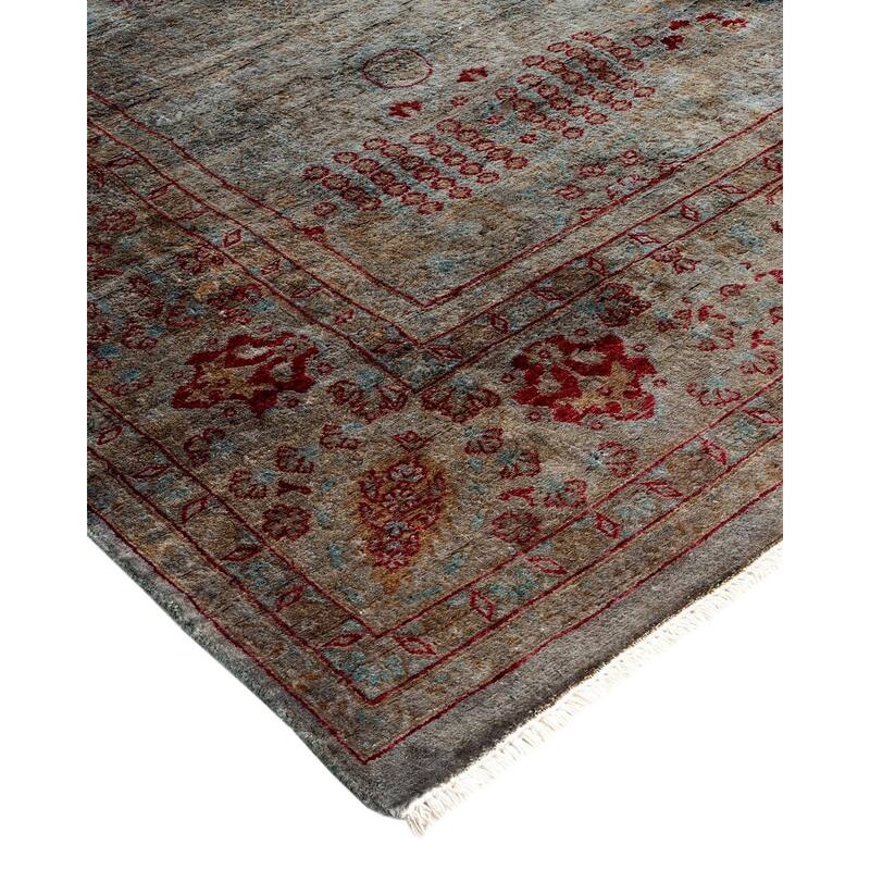 Overton Hand Knotted Wool Vintage Inspired Modern Contemporary Overdyed Gray Area Rug - 5' 10" x 7' 3"