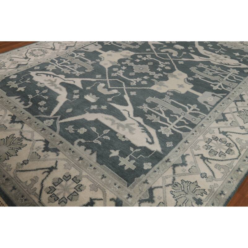 Blue Oushak Indian Area Rug Handmade Wool Carpet - 7'11" x 10'0"