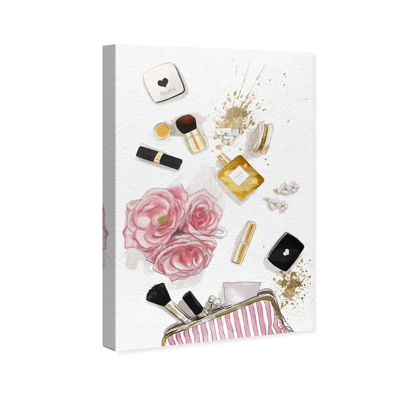 Wynwood Studio Canvas Fashion and Glam Inside my Bag Blush Pink and Light Pink Glam Wall Art Canvas Print