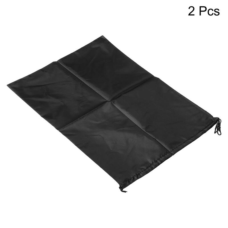 2pcs 23.6" Height Clothes Storage Double Drawstring Bag for Camping, Black