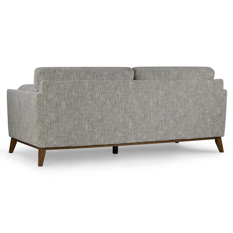 Birre Black and Ivory Blend Chenille Tweed Fabric Sofa with Walnut Legs