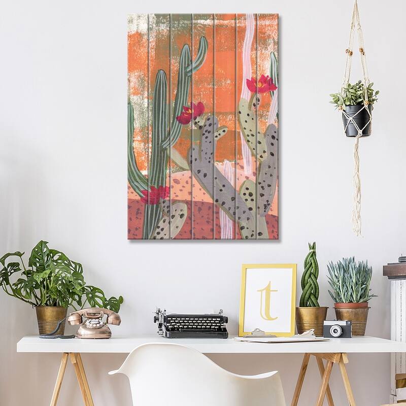 Desert Flowers I Print On Wood by Melissa Wang - Multi-Color