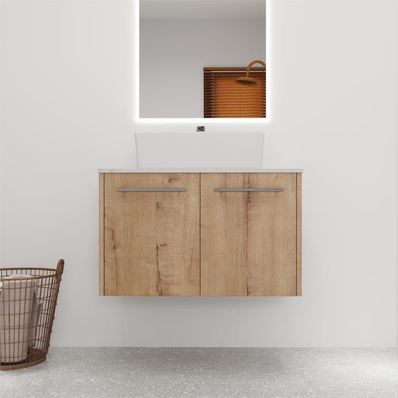 Bathroom Vanity With Sink In 24/30 Inch, Floating Bathroom Vanity With Soft Close Door