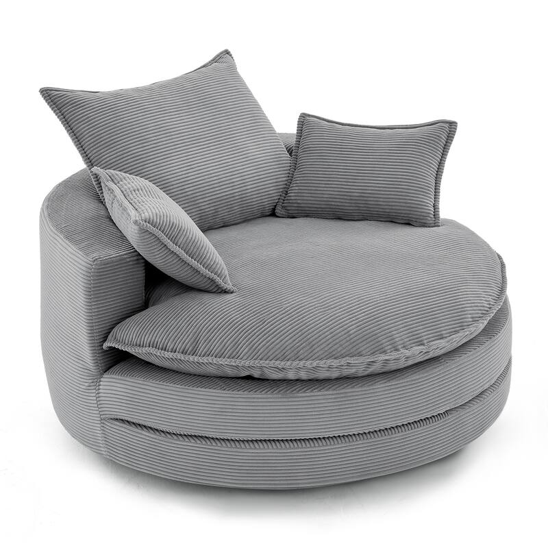 360° Swivel Accent Barrel Chair with Dual-Layer Cushions by Harper&Bright Designs