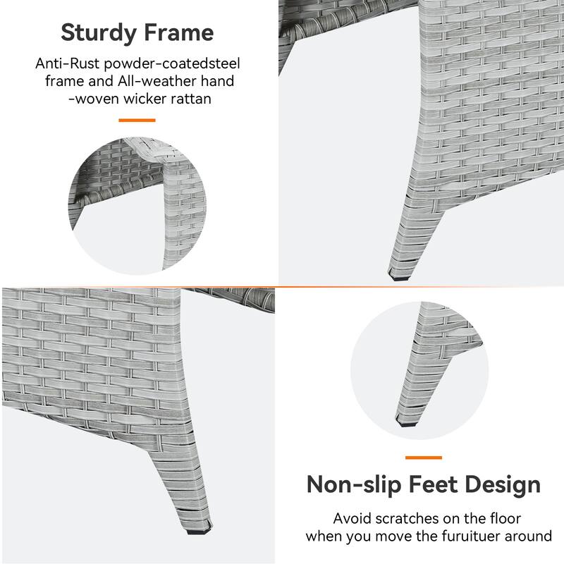 Outdoor Coffee Table with Storage Shelf - Light Grey - Light Grey