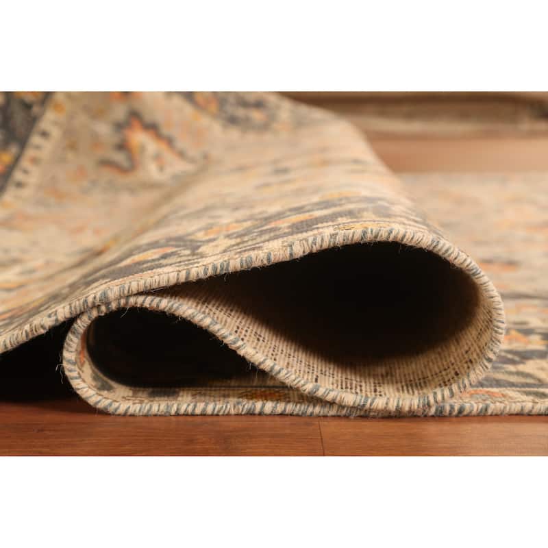 Hand Knotted Oriental 100% Wool Carpet Traditional Floral Greys & Charcoal Tabriz Area Rug - 10' 1'' X 6' 7''