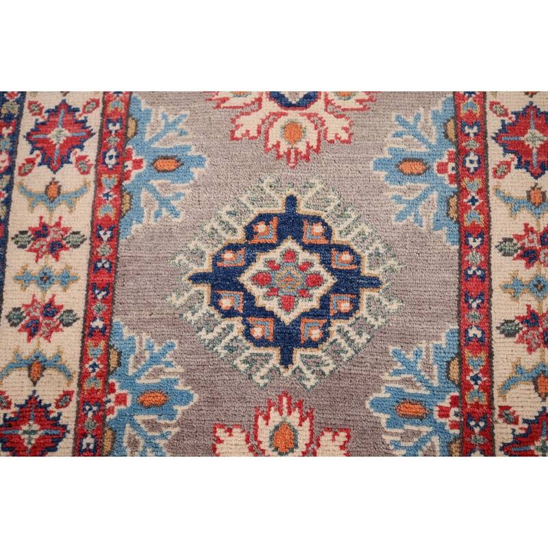 Geometric Kazak Foyer Rug Hand-Knotted Wool Carpet - 2'0" x 2'9"