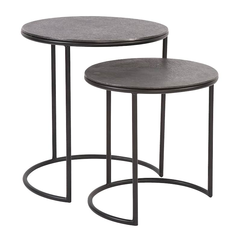 Allan Andrews Graphite Metal Round Nesting Table Set