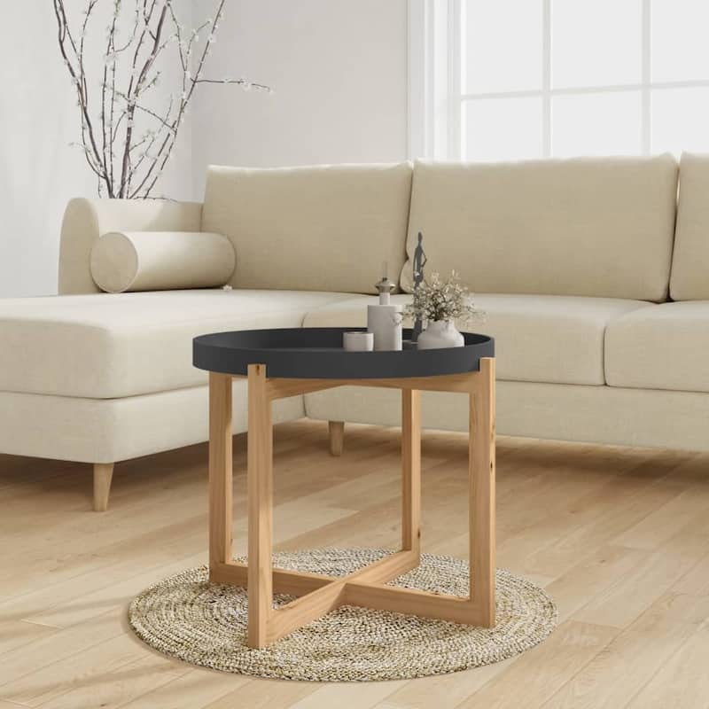 vidaXL Coffee Table Round End Table Sofa Table Engineered Wood Solid Wood Pine - 20.9"x20.9"x17.1"