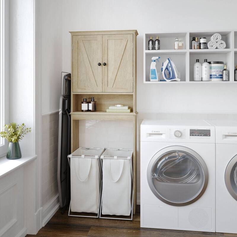 Farmhouse Over the Toilet Cabinet with Shelves and Magnetic Closure Doors