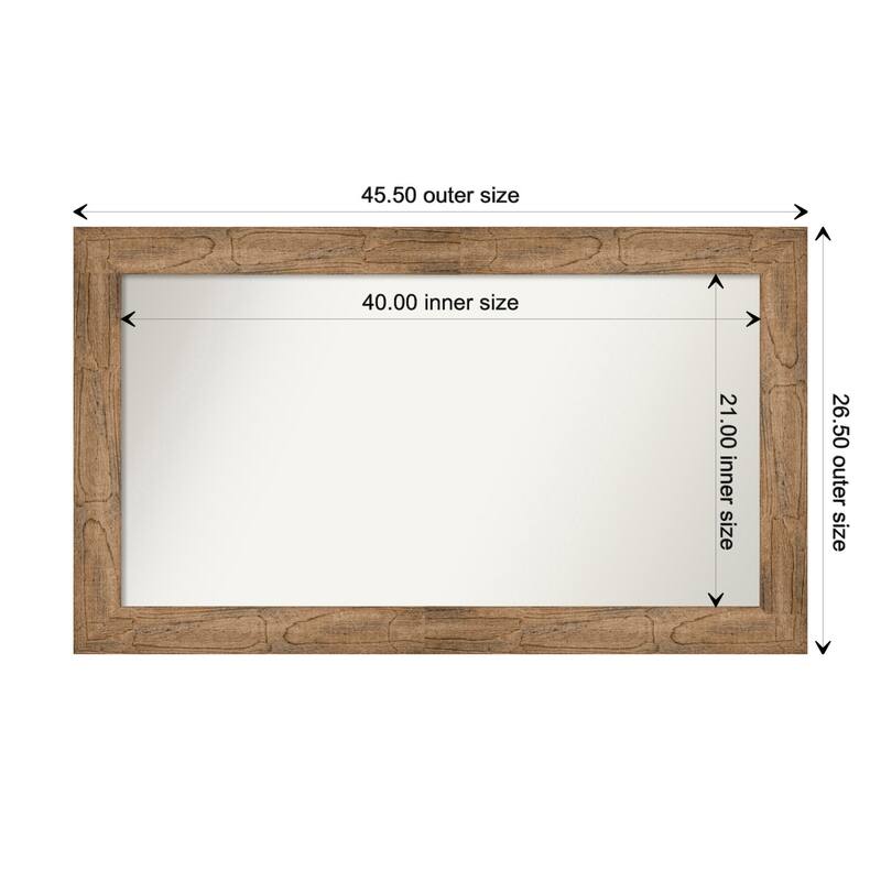 Owl Brown Framed Non-Beveled Custom Wall Mirror, Bathroom Vanity Mirror - Outer Size: 45.5 x 26.5