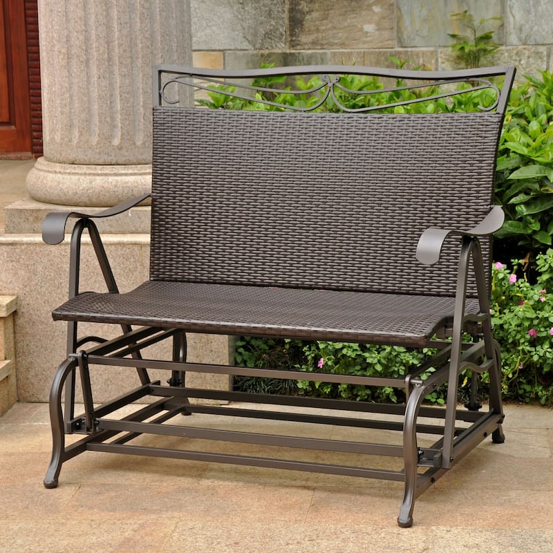 Valencia Resin Wicker/ Steel Frame Double Glider Bench - Chocolate