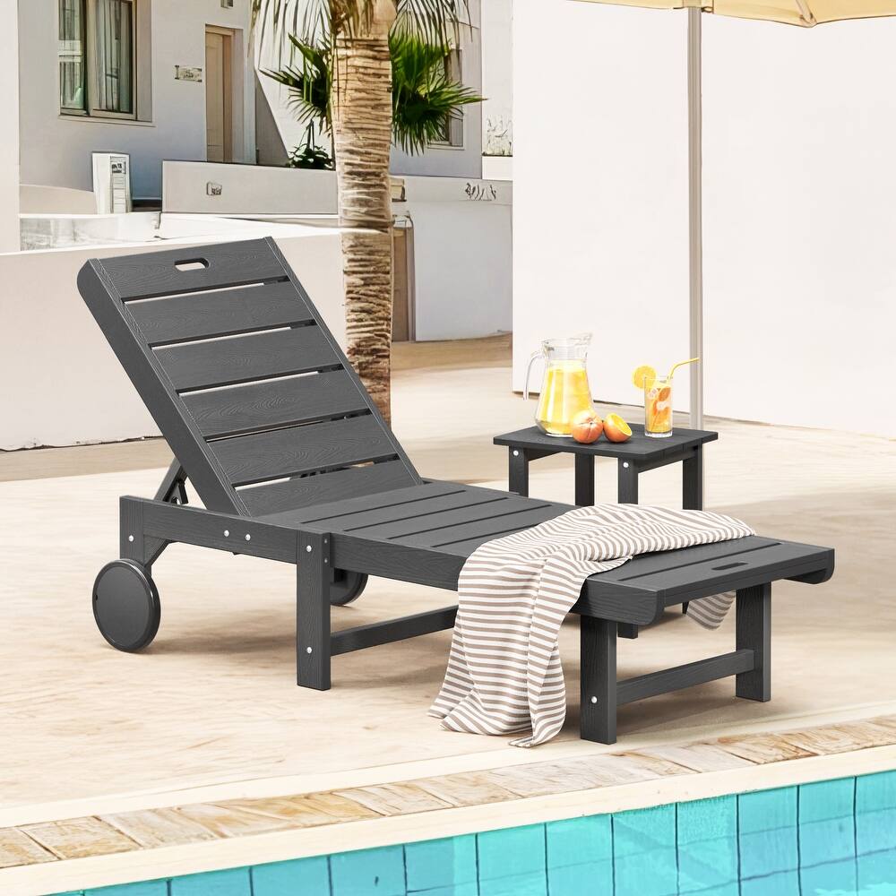 LUE BONA Outdoor Chaise Lounge Plastic Patio Chaise Lounge Chairs with Side Table