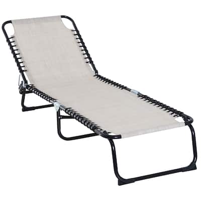 Folding Chaise Lounge Pool Chair, Patio Sun Tanning Chair with 4-Position Reclining Back, Breathable Mesh Seat
