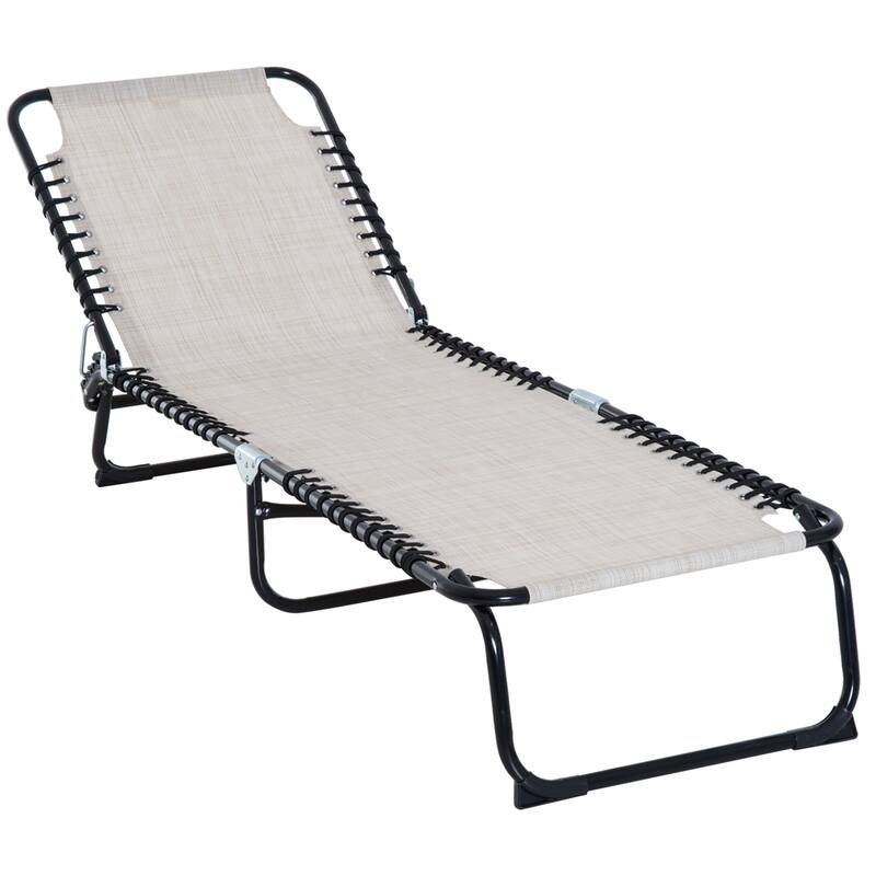 Folding Chaise Lounge Pool Chair with 4-Position Reclining Back