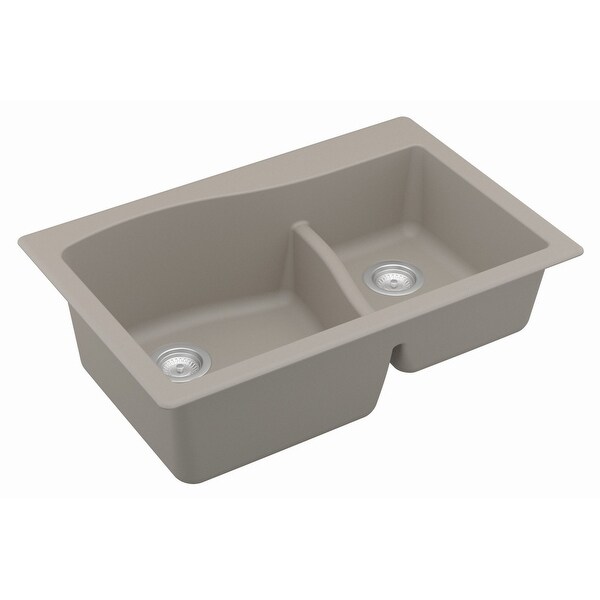 Karran Drop-In Quartz 33 in. 1-Hole 60/40 Double Bowl Sink - 33" x 22" x 10" - 33" x 22" x 10". Opens flyout.