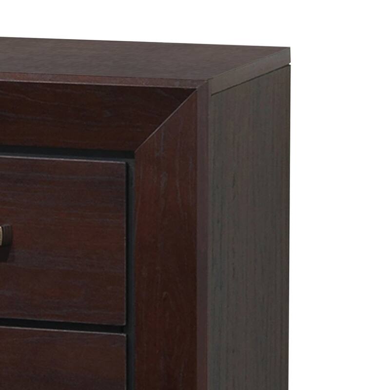 Dark Cocoa Brown 2 Drawer 23.5 in. W Nightstand with Sturdy Hardware and Ample Storage