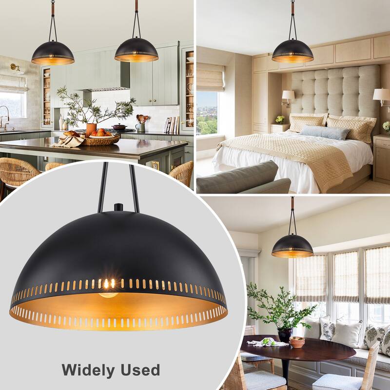 Modern Dome Pendant Light with Gold Interior Kitchen Lamp - Dia.16-in