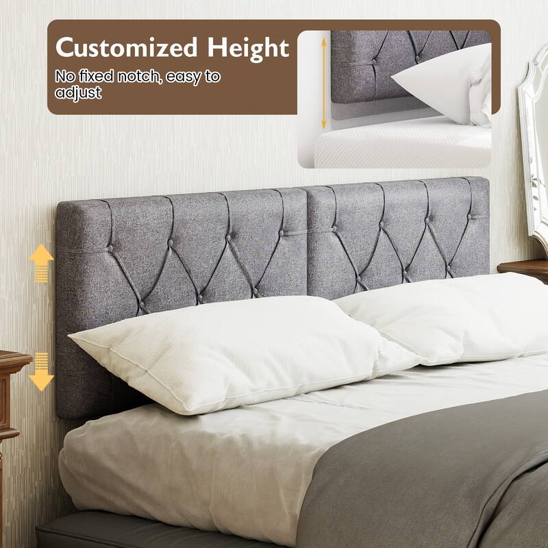 Gymax 2PCS Upholstered Headboard for Twin Size Bed w/ Fabric