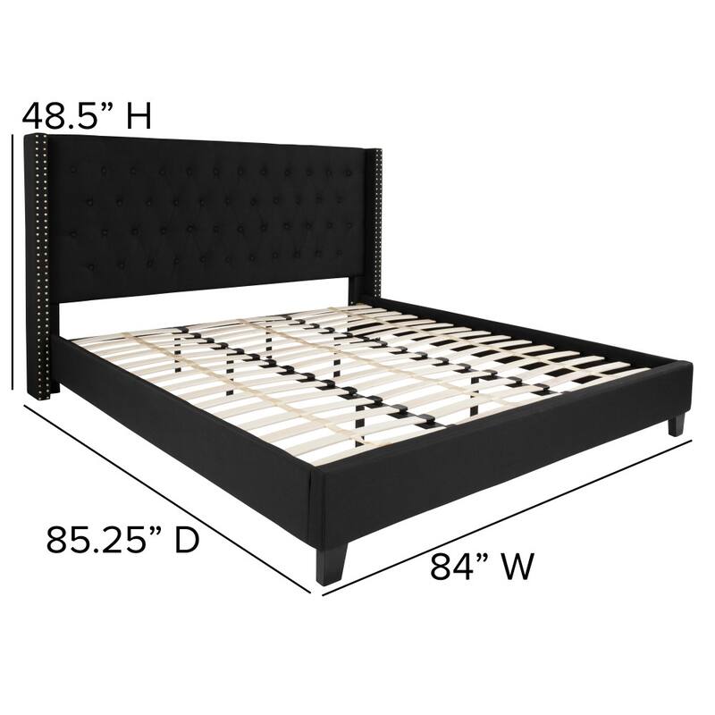 Tufted Upholstered Nailhead Trim Platform Bed