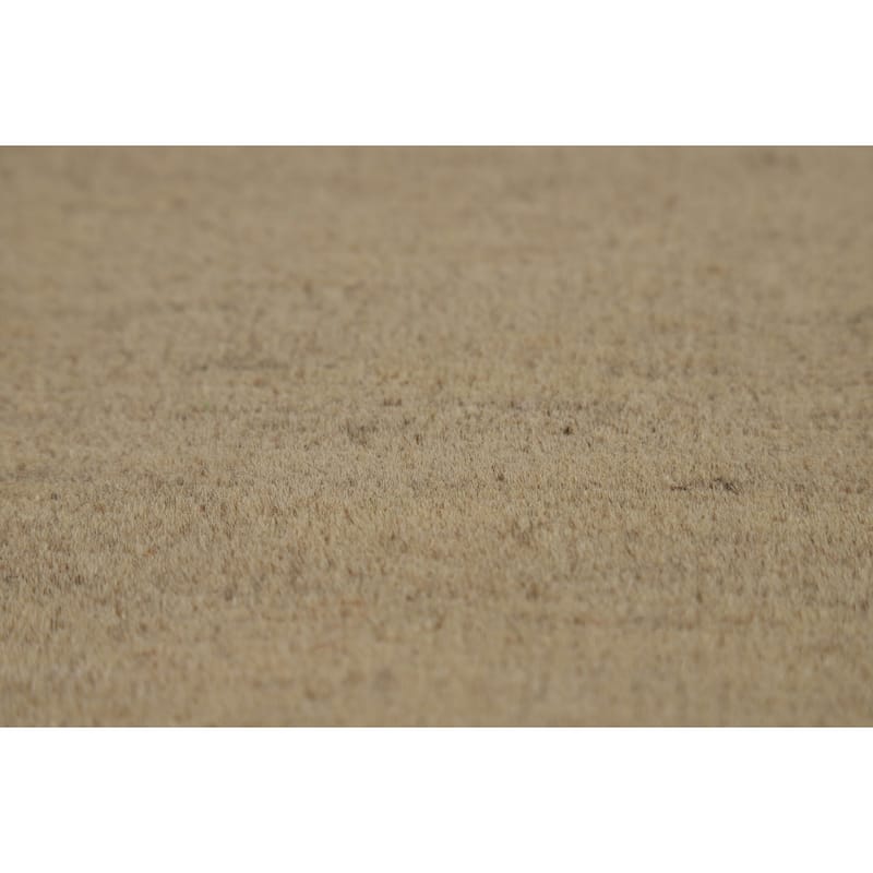 Modern Gabbeh Oriental Area Rug Handmade Beige Solid Wool Carpet - 6'5"x 9'8"