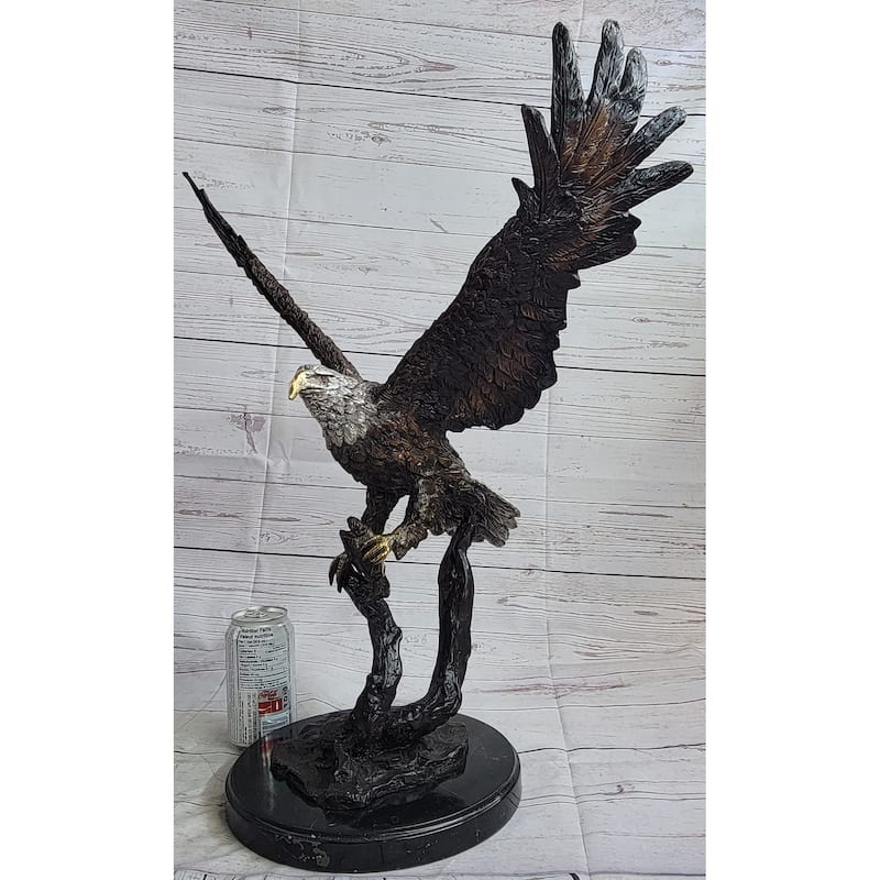 Landing Eagle Bronze Metal Statue Sculpture Indoor Outdoor 23 Inches X 18 Inches
