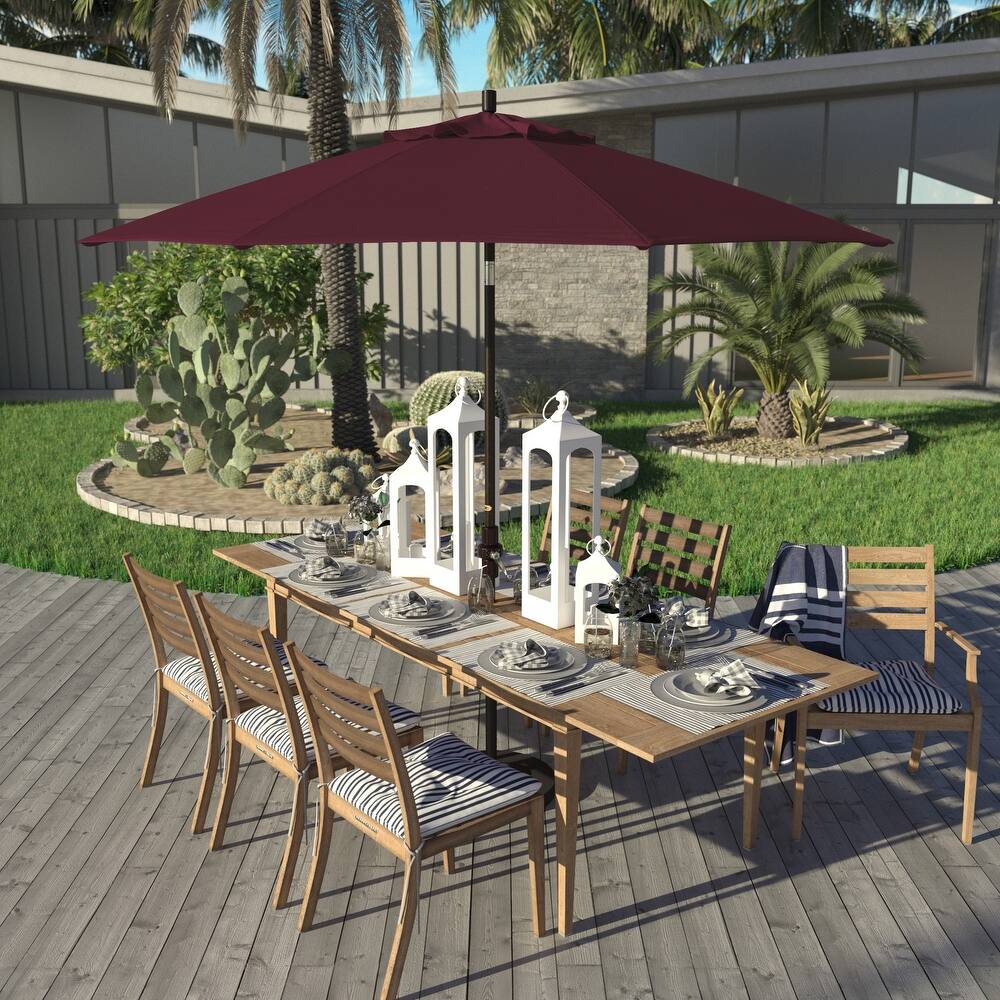 California Umbrella 9' Rd Golden State Series Patio Umbrella Bronze Aluminum Frame Crank Lift Collar Tilt Pacifica Pacific Blue
