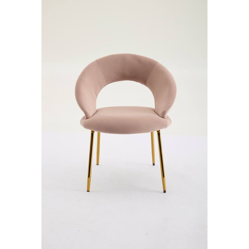 Velvet Dining Chairs with Curved Backrest and Metal Legs, kitchen Chair with Adjustable Foot Nails for Dining Room