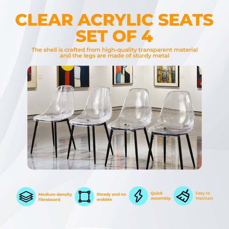 Set of 4 Pet Chairs in Black