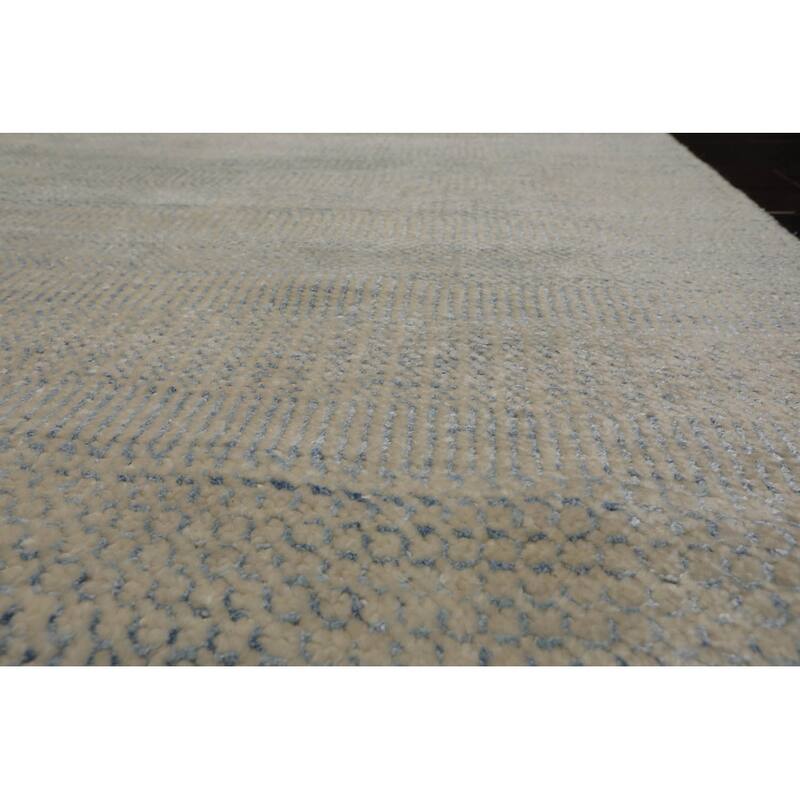 Hand Knotted Beige Persian Wool and Silk Modern Oriental Area Rug