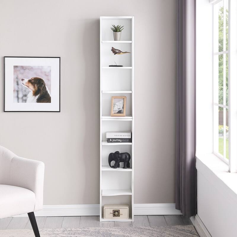 Wavy Border 8-Tier Adjustle Shelf - Modular Ultra-Thin Bookcase for Home Office & Display