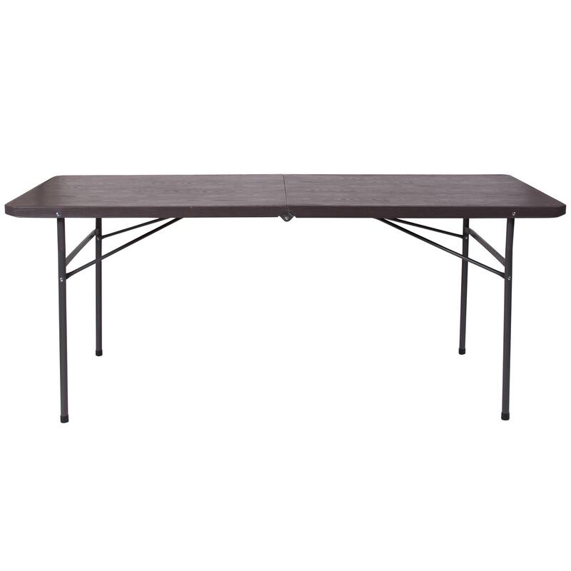 30"W x 72"L Bi-Fold Plastic Banquet and Event Folding Table with Carrying Handle - 72"D x 30"W x 29"H