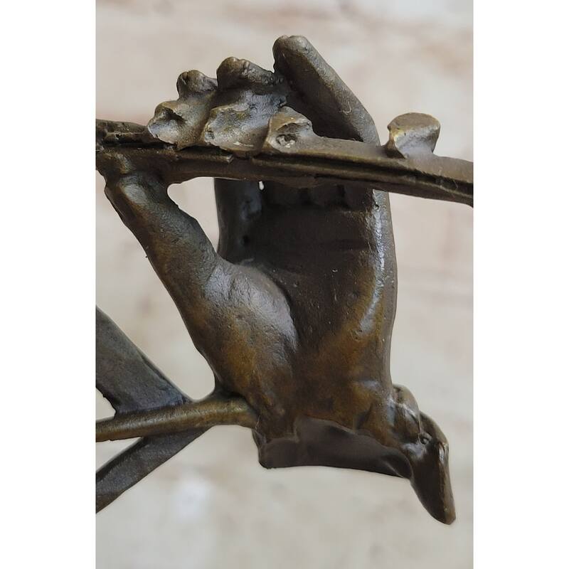 Abstract Bronze Metal Bust Of Flute Flautist Flutist Musician Signed Art On Marble Base