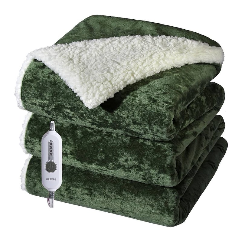 Green Electric Heated Throw Blanket with 4 Heat Levels, Machine Washable - 50"x60"