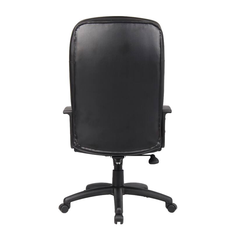 Mala High Back Office Chair, Black Faux Leather, Spring Tilt Mechanism