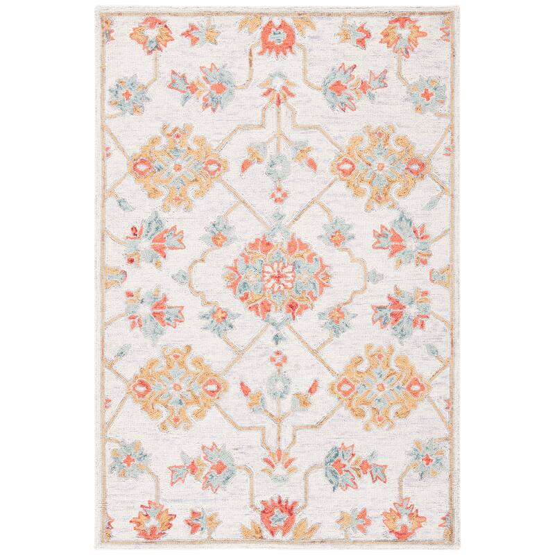 SAFAVIEH Handmade Micro-Loop Burcin Modern Wool Rug - 4' x 6' - Silver/Red