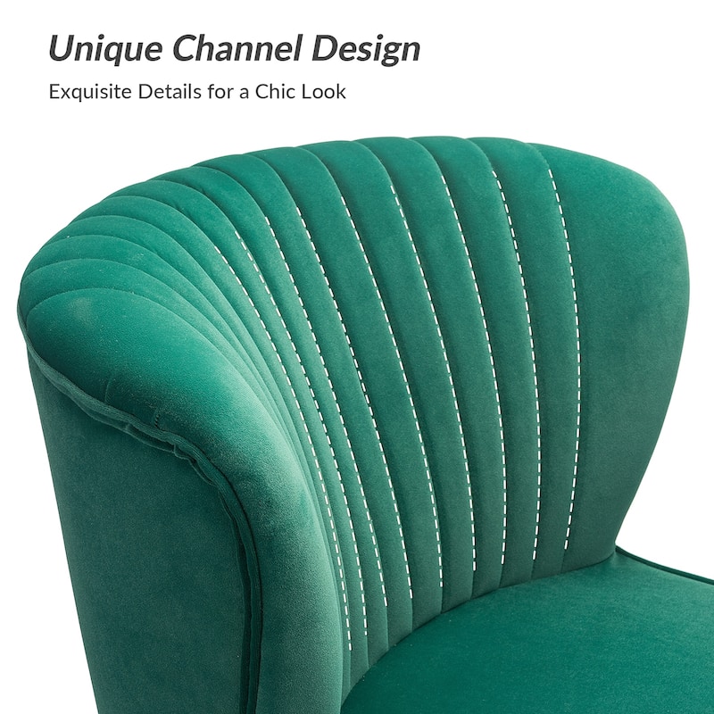 Monica 22''W Upholstered Modern Tufted Accent Side Chair with Gold Legs by HULALA HOME