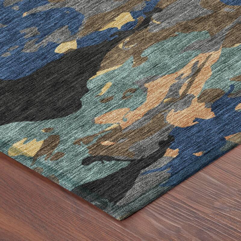 Machine Washable Indoor/ Outdoor Abstract Mexi Chantille Rug