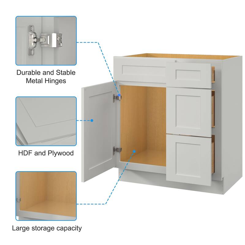 30-inch Bathroom Cabinet with Soft-Close Doors, Versatile Storage, and Waterproof MDF