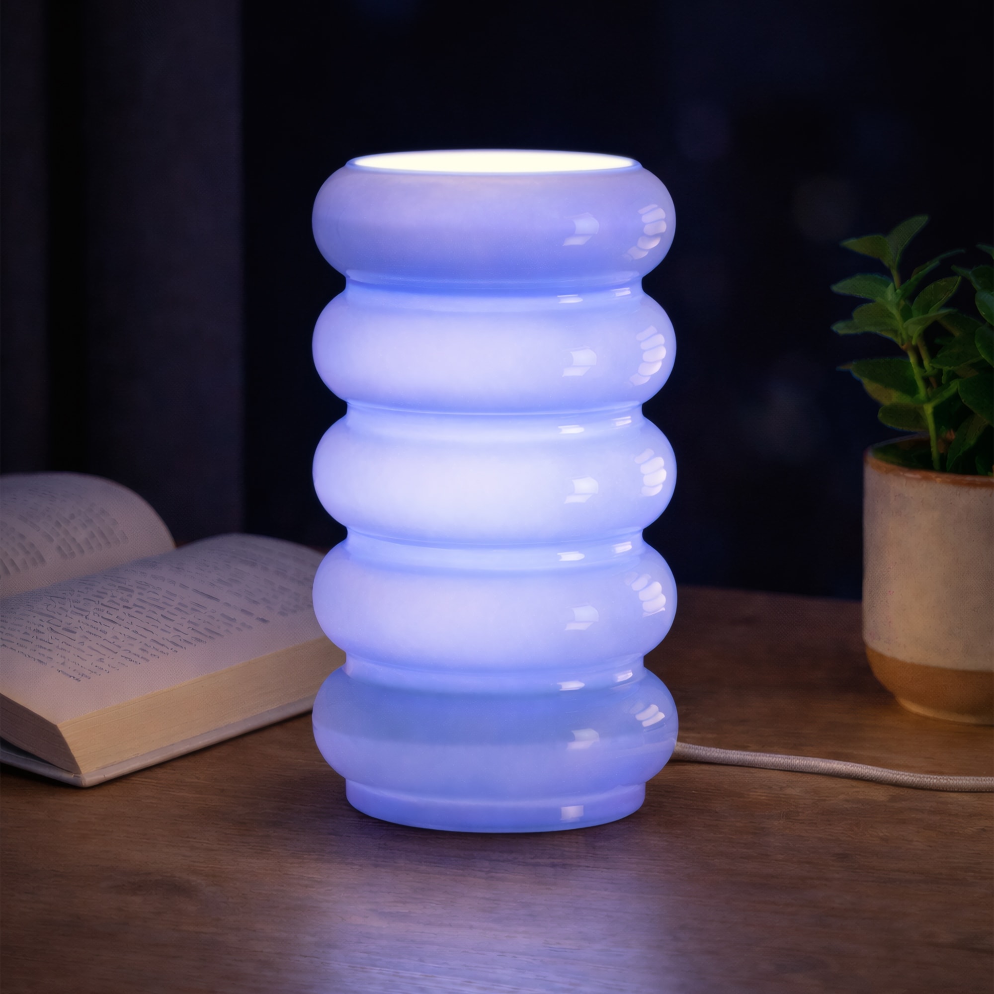 10.4'' Stacked Bubble Glass Table Lamp with Dimmable Rotary Switch, E12 Base, UL Listed for Bedroo & Hospitality Spaces